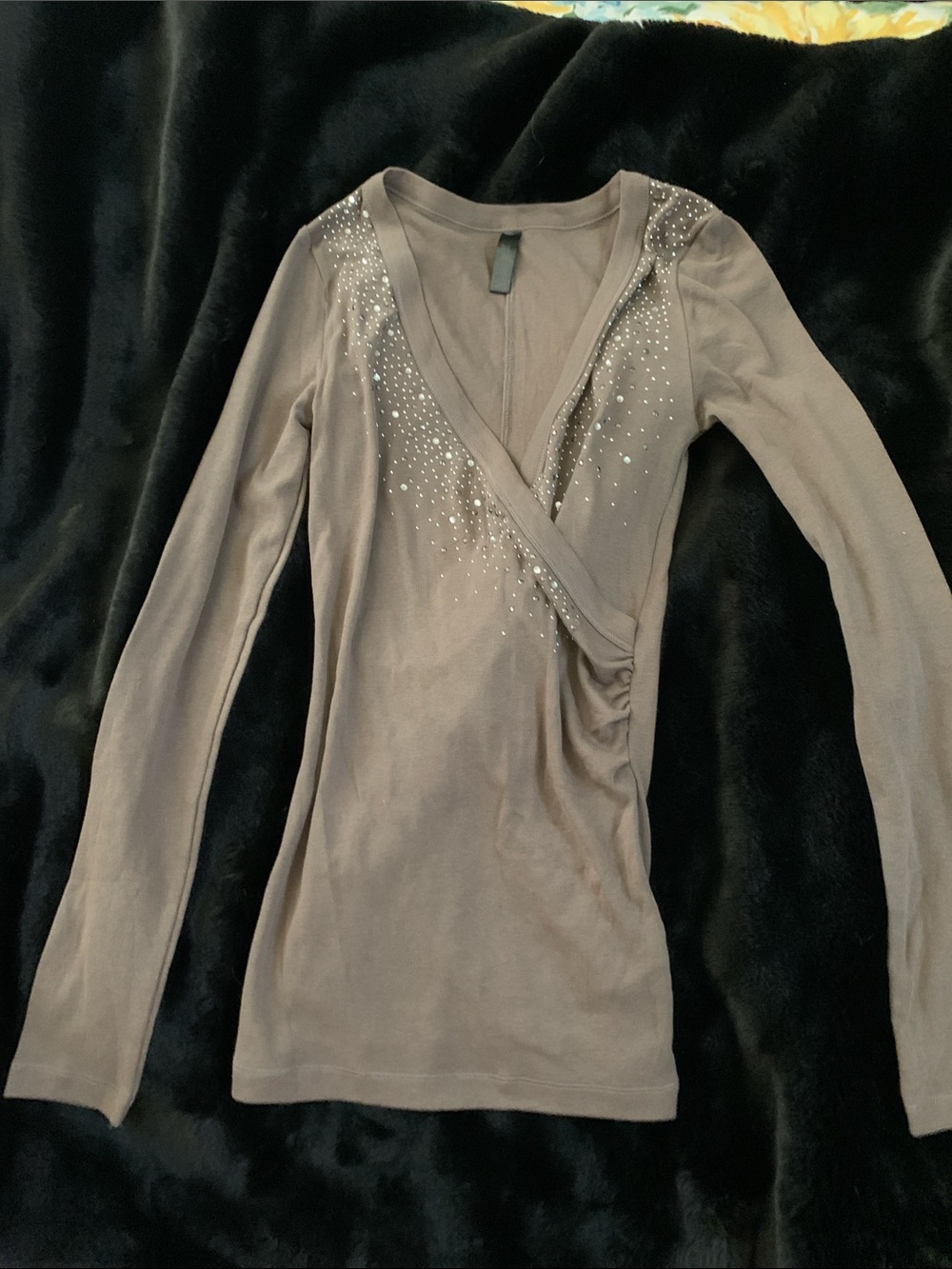 Victoria’s Secret Long Sleeve V-Neck Embellished mocha taupemTop